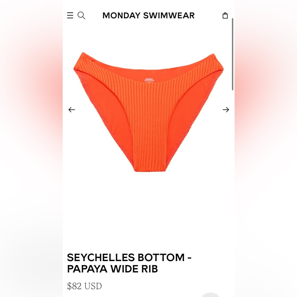 Monday Swimwear Seychelles wide rib bottom NWT